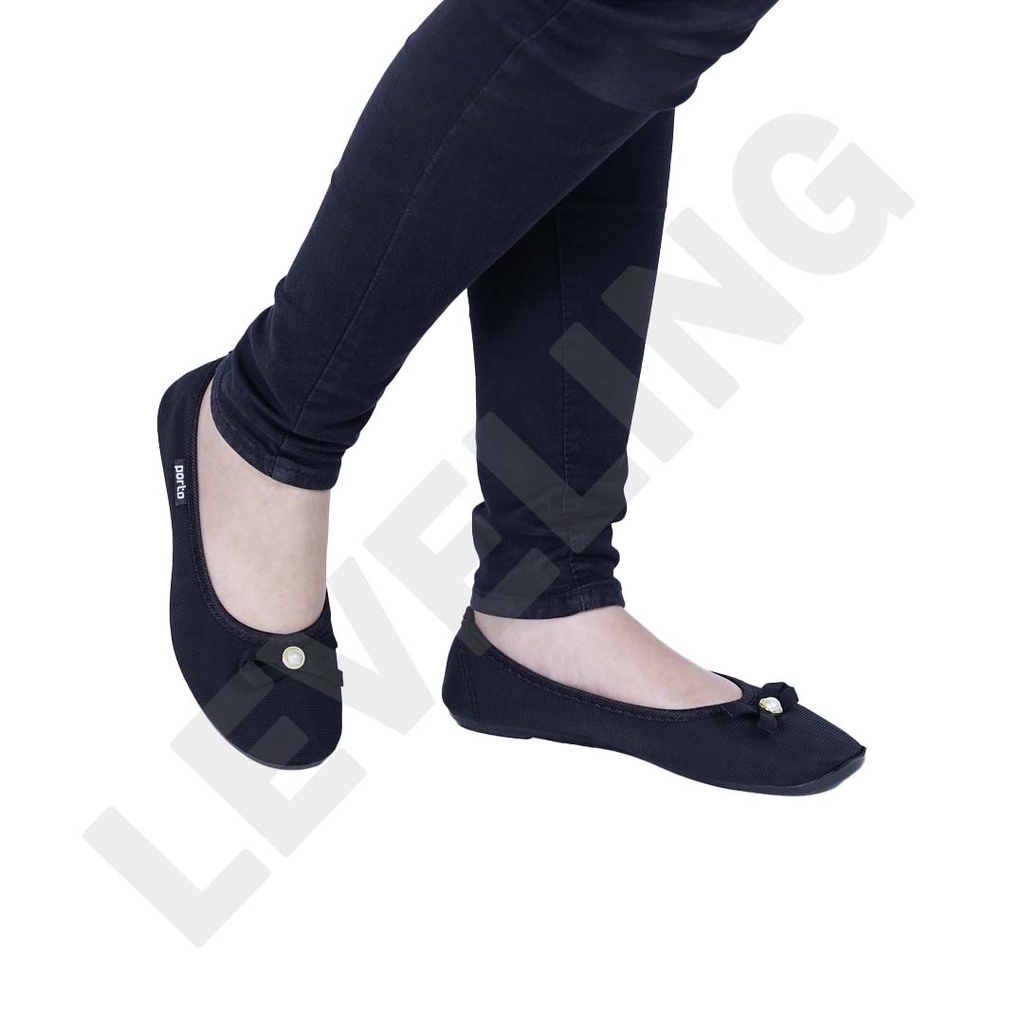 BA201L - Porto Leveling Sepatu Wanita Flatshoes Casual Balet Kain Empuk Original Porto Lady