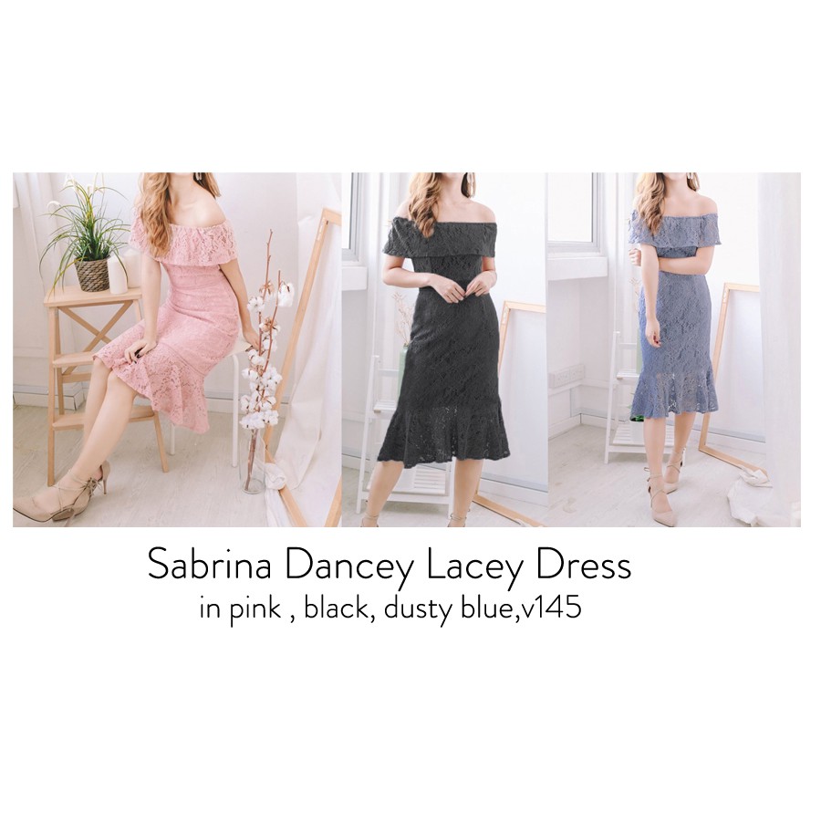 Dress Party import sabrina rample material brukat best quality midi sabrina dancey lacey dress