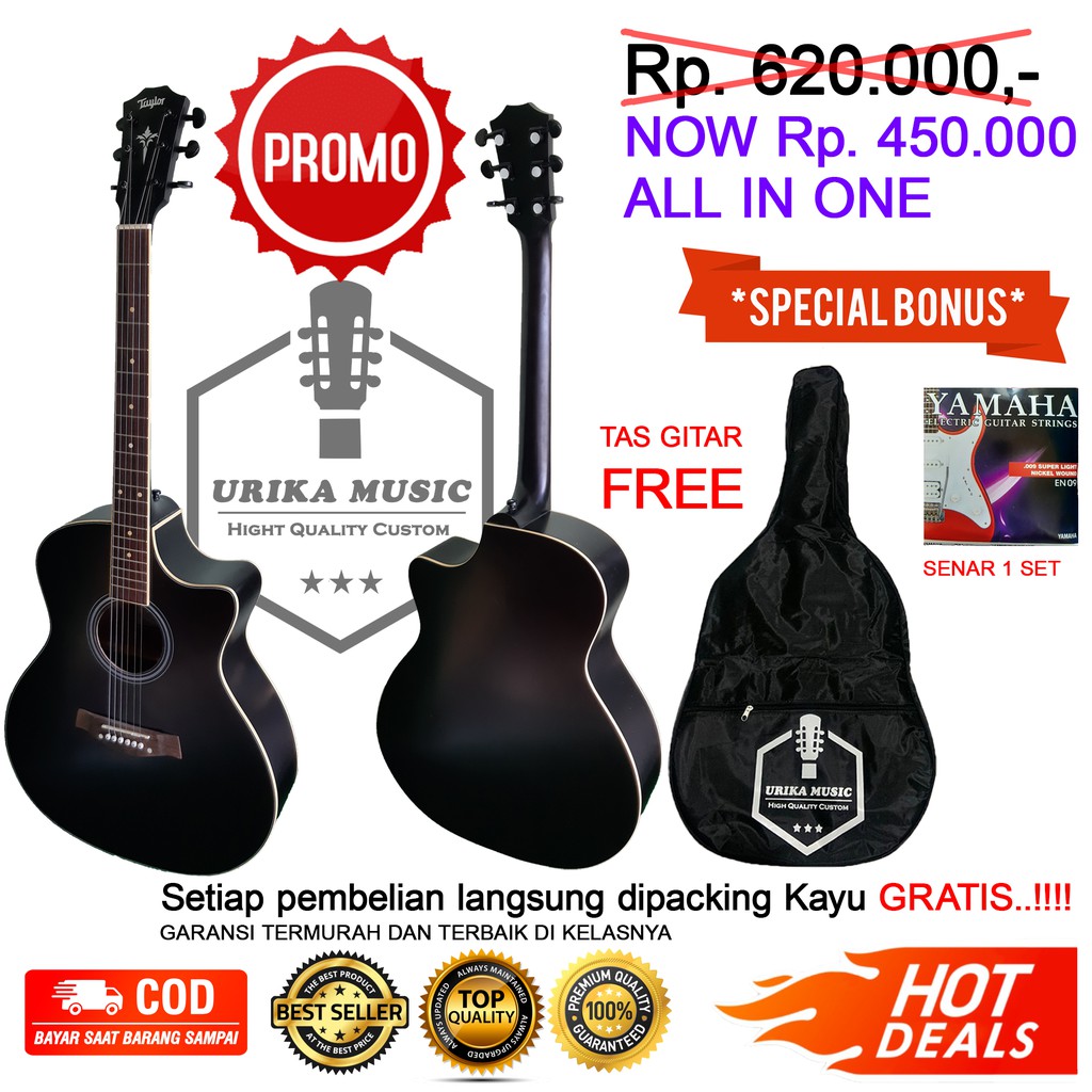 PROMO HOT DEALS GITAR AKUSTIK TAYLOR CUSTOM FREE BANYAK