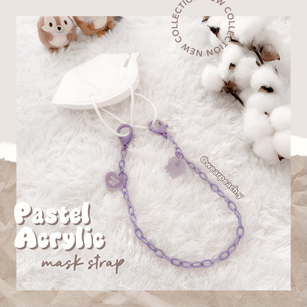 Acrylic Pastel Mask Strap (Tali Masker Leher Kacamata Korea Lucu Rantai Warna Emas Murah Kalung)