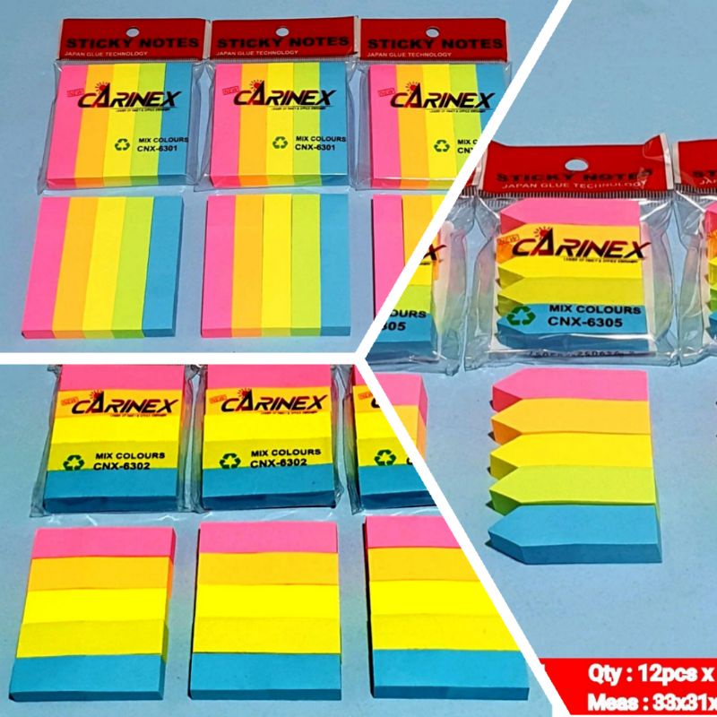 

Memo stick 6 warna Carinex isi 100 lembar