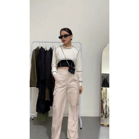 ALEXA CROP SET - ATASAN CROPTOP - ATASAN KEBALIK - BAJU CROP - BAJU KEBALIK