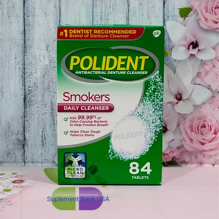 Polident Smokers Daily Cleanser 84 Tablets Pembersih gigi palsu