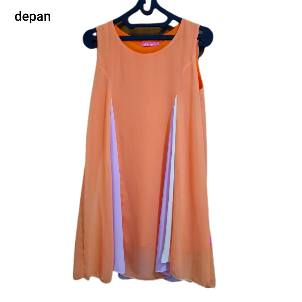 mini dress pesta bahan sifon wanita murah pastel