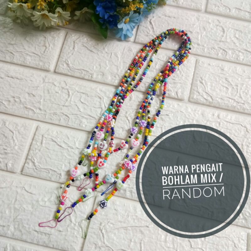 Strap Masker 2in1 Tali Masker Konektor Kalung Mutiara Lanyard Mask ( Masker Strap) / Gantungan Tali Masker