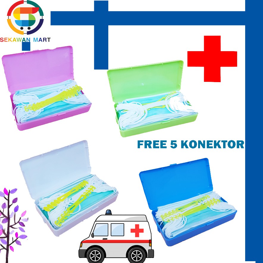 MASKER WAJAH 3 PLY ISI 25 PCS FREE 5 KONEKTOR SM02