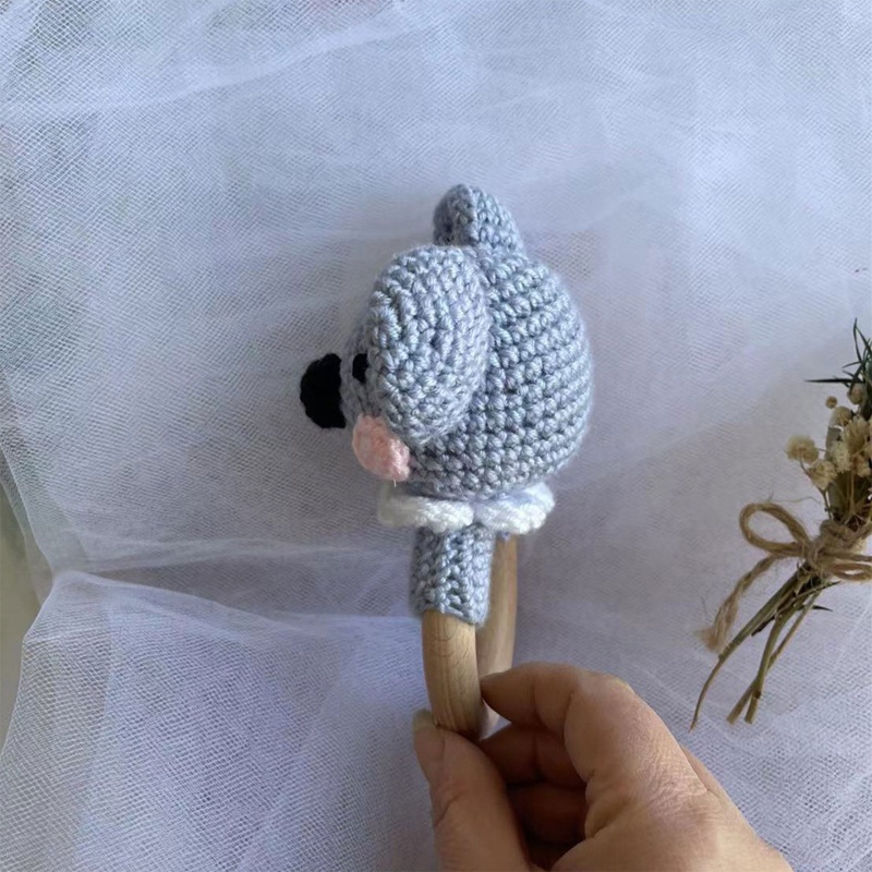 Mary Mainan Rattle Teether Kayu Bentuk Koala Crochet Untuk Bayi Newborn