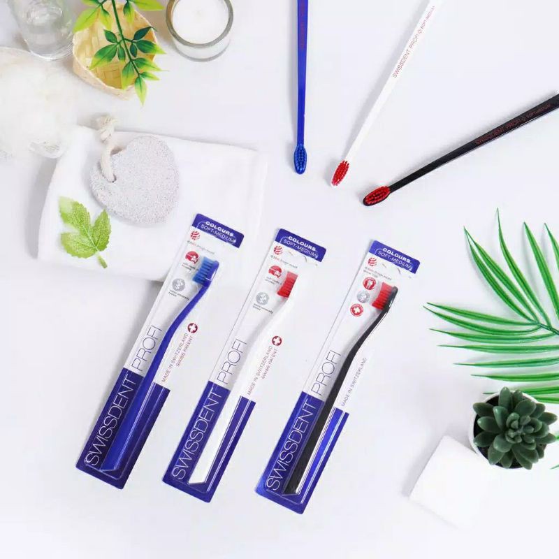 SWISSDENT Colours ( BLUE BLUE ) Toothbrush - Sikat Gigi