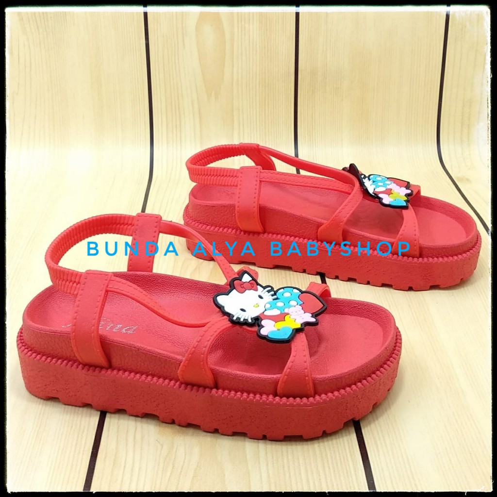 Sandal Anak Perempuan Jelly Usia 4 5 6 7 Tahun MERAH - Sandal Anak Cewek Heels Tali Size 28 - 35 Karet Anti Licin