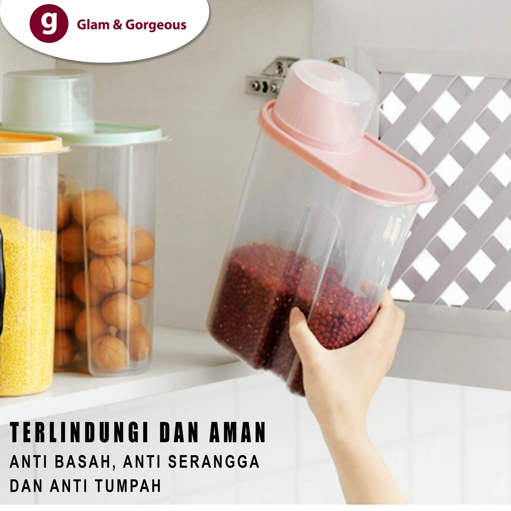 Storage Jar Tempat Penyimpanan Cereal Beras Kacang Kotak Penyimpanan Makanan Serbaguna - KU032