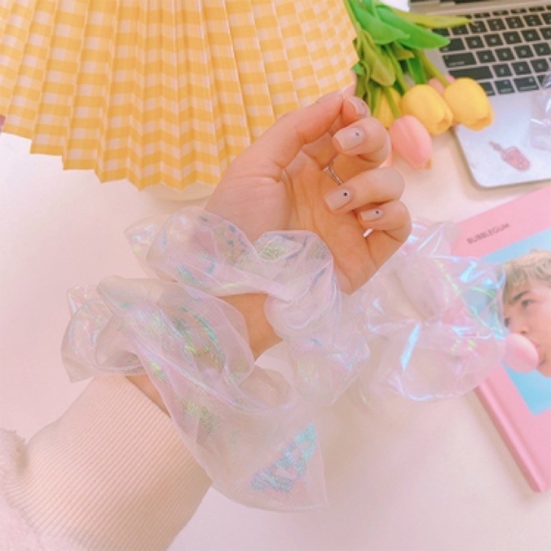 BISA COD -  Ikat Rambut Karet PonyTail WARNA LASER HOLOGRAM import korean style