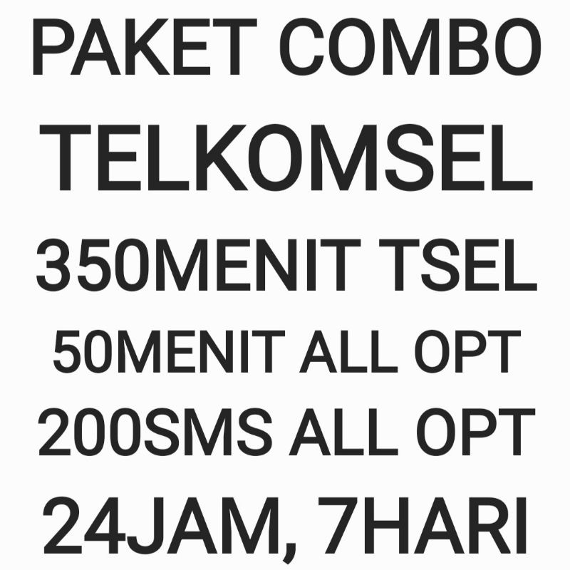 [CHAT DULU SEBELUM ORDER]Paket Combo Telkomsel Tsel 400 Menit Nelpon 200 SMS 7 Hari Seminggu Minggu 