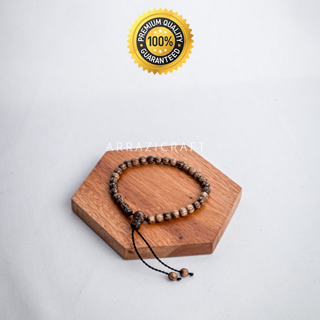 Gelang Tasbih 33 Butir Pria Wanita Kayu UnikLiwung ASLI serat Macan Jenar Natural Gunung Lawu Origin