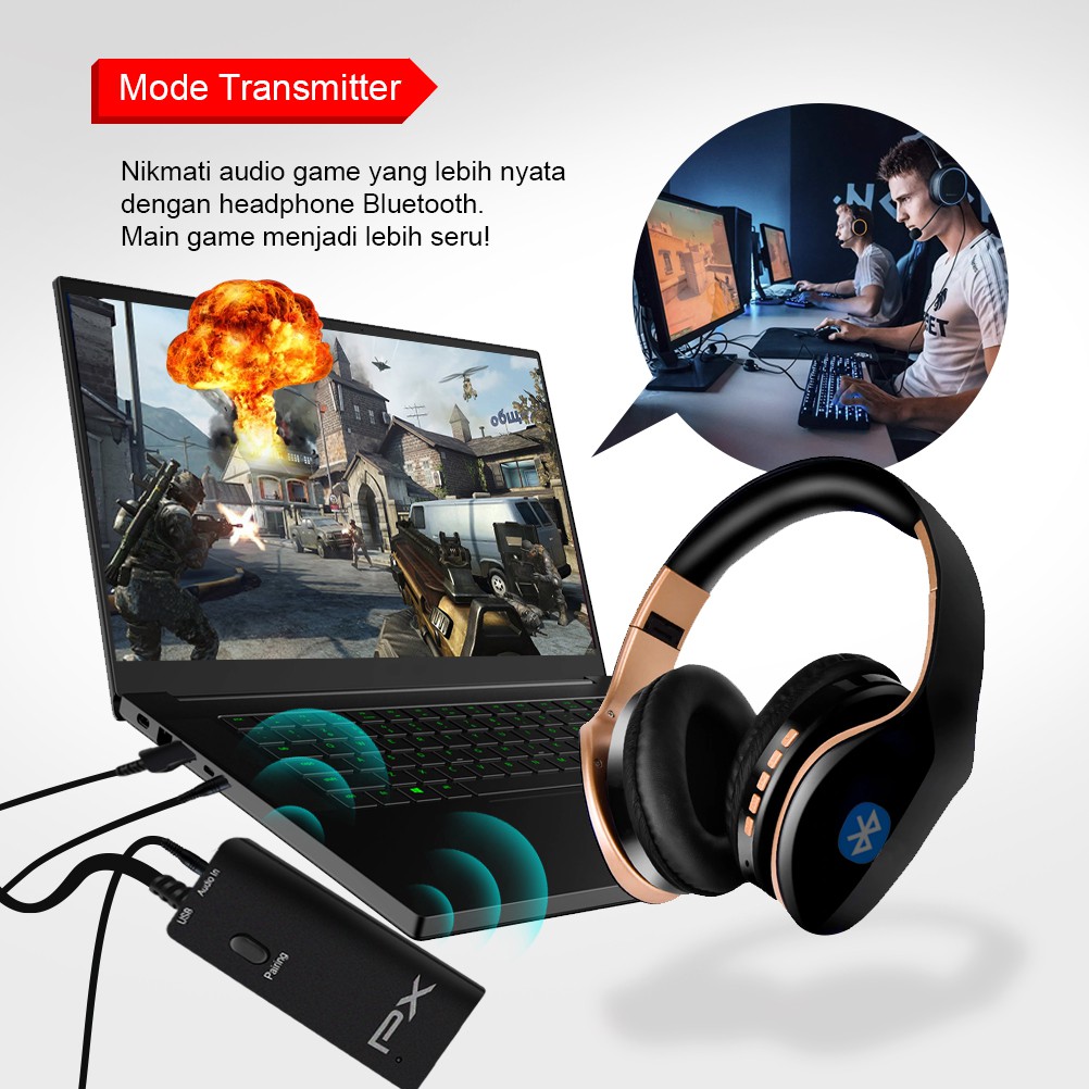 Bluetooth Receiver Transmitter Audio 5.0 TV PS Laptop PX BTX-2000A