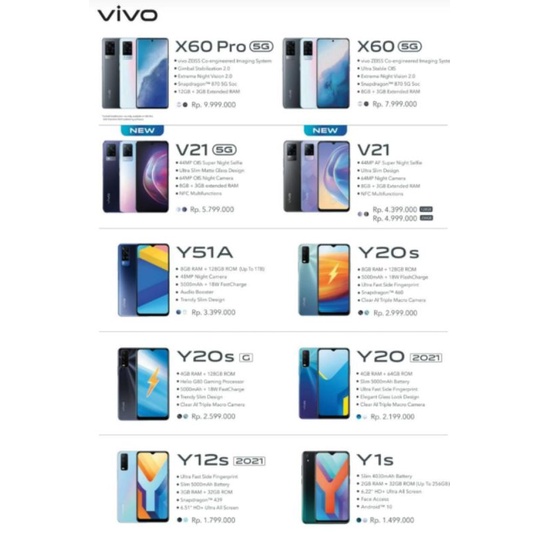 VIVO V21 5G 8/128GB + KOUTA INDOSAT 15GB