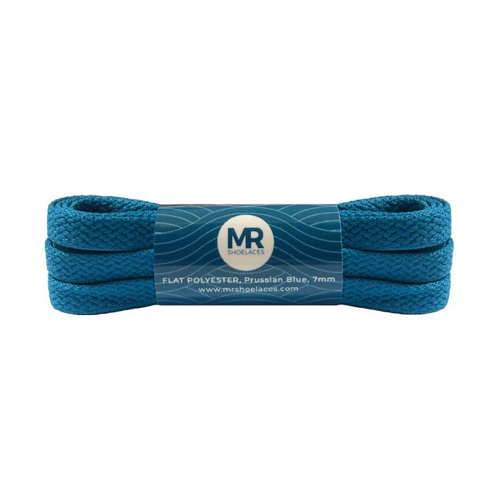 MR Shoelaces FP61 Prussian Blue Biru Sepatu Pipih Flat 7mm 90cm 100cm 120cm 130cm 140cm 150cm 180cm 200cm