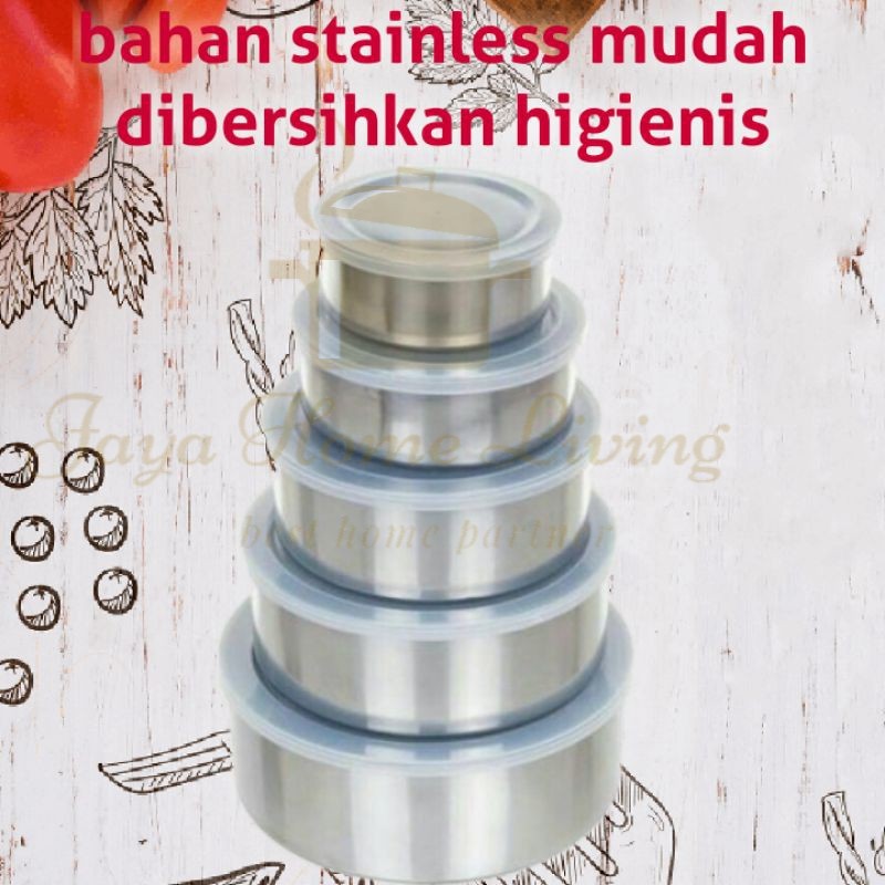 TEMPAT PENYIMPANAN WADAH RANTANG MAKANAN LAUK PAUK KUE Stainless 5 in 1