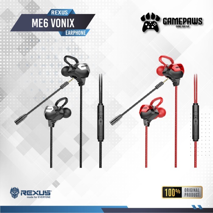 Gaming Earphone Rexus ME6 / Rexus ME-6 with Dual Microphone