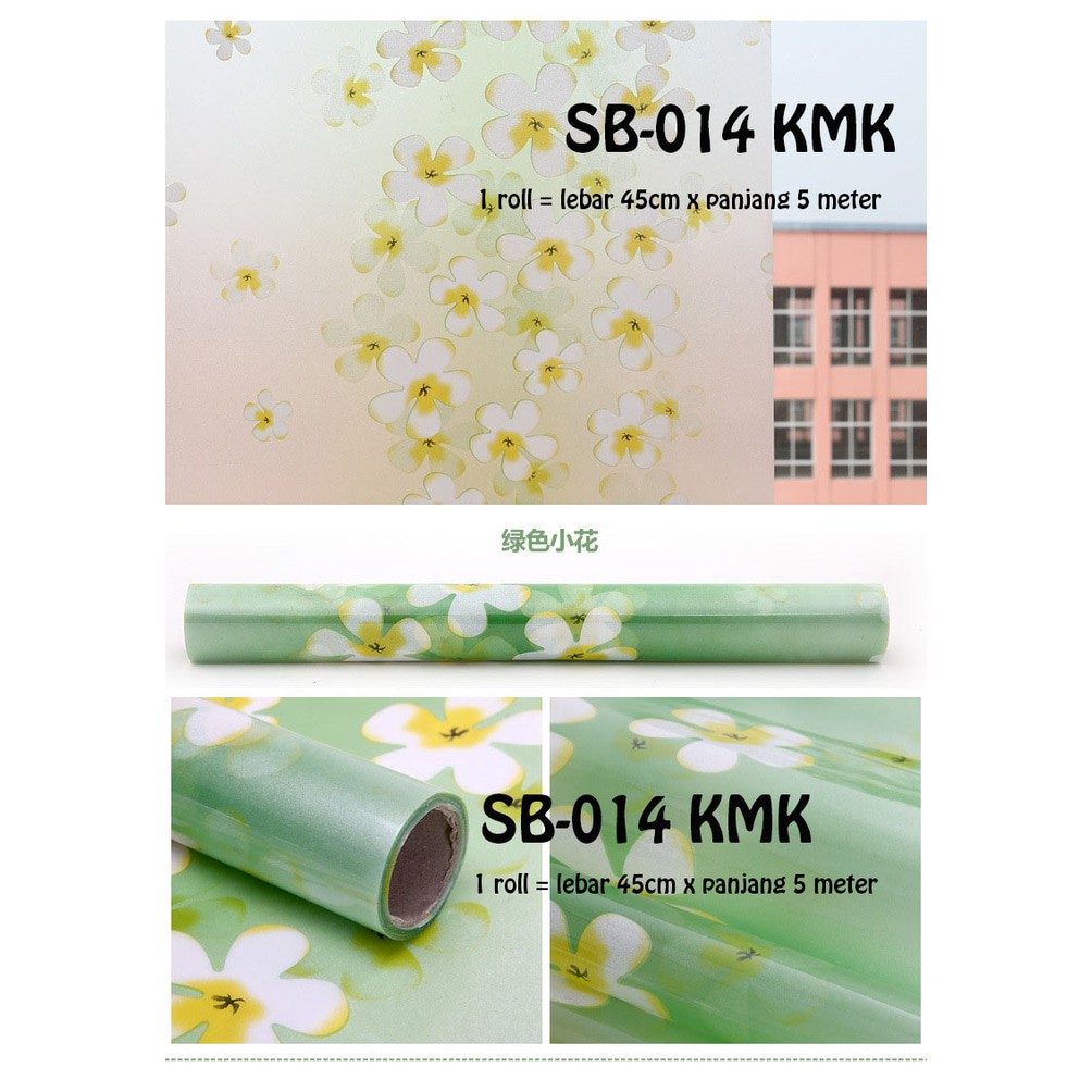 GD STIKER KACA UK 45CM X 5 METER SB 014 MOTIF BUNGA SAKURA HIJAU STICKER SETIKER WALLPAPER PINTU JENDELA KACA BUAT KAMAR MANDI DEKORASI DECOR DEKOR RUMAH WALPAPER SANBLAST WELPEPER SANBLAS SUNBLAST SUNBLAS LEMARI