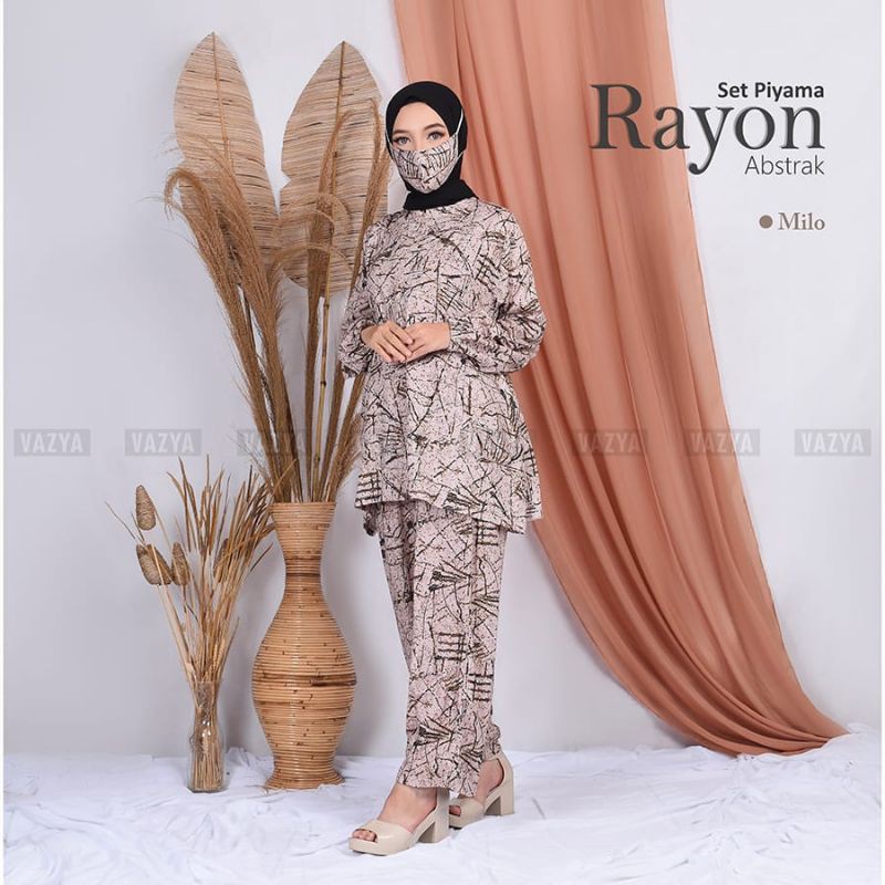 Set Piyama Rayon Abstrak