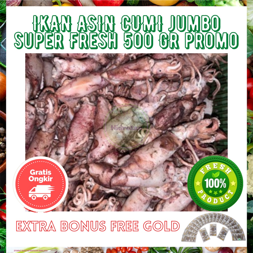 

Ikan Cumi Asin Jumbo 500 gr - Bahan Pokok Murah | Paket Makanan Ikan Segar | Seafood Kering Combo Fresh ( Promo Free Emas )