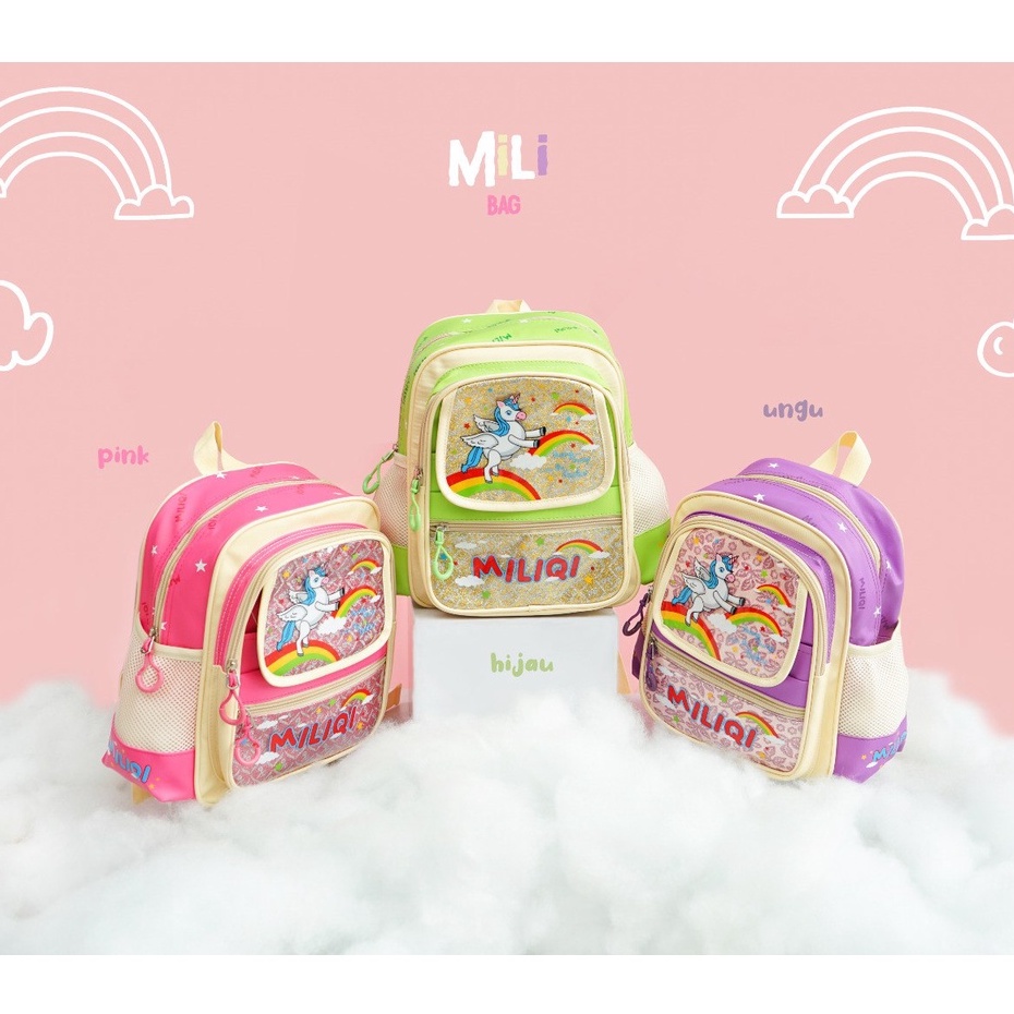 READY STOK,  MILI BAG TAS SEKOLAH MILIQI siap kirim