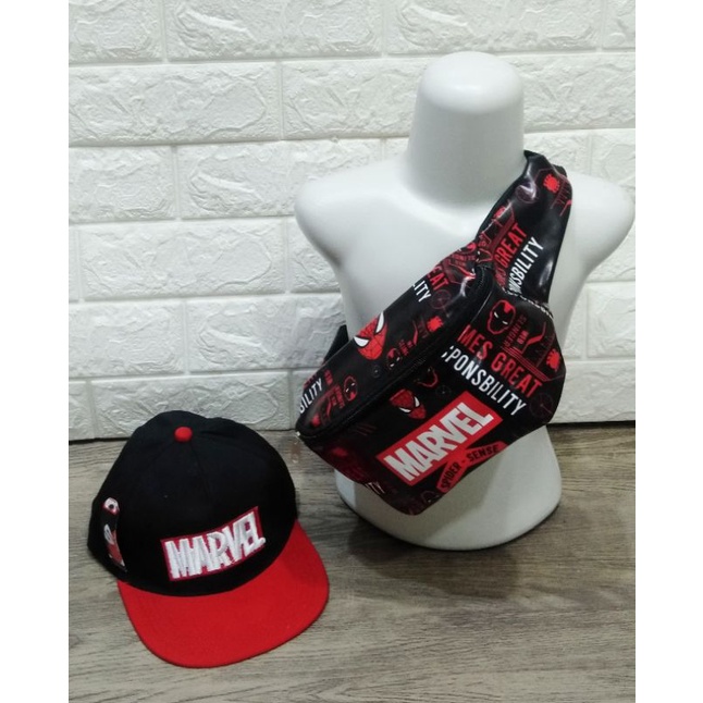 (BISA COD)Paket Murah Tas SLempang anak 2in1/Topi bordir/topi printing