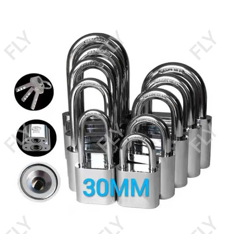 GEMBOK PUTIH LEHER PENDEK/PANJANG 30MM HENDSO CHROME - PINTU RUMAH KOPER GUDANG