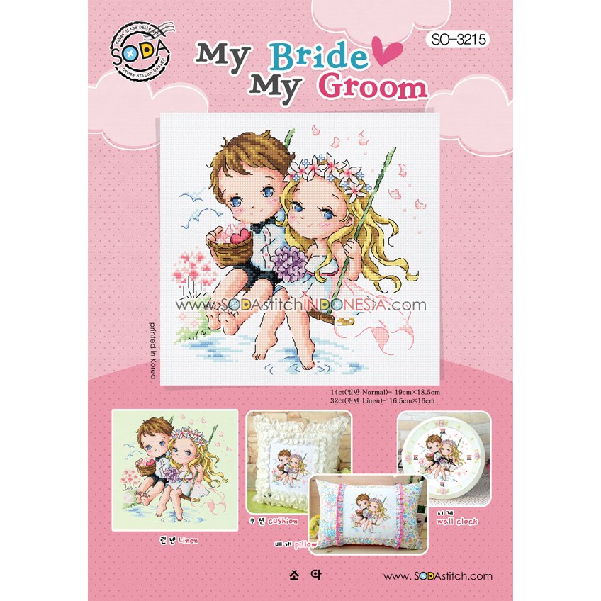 Paket DIY Craft Sulam Kristik / Cross Stitch Sodastitch SO-3215 - My Bride My Groom Wedding