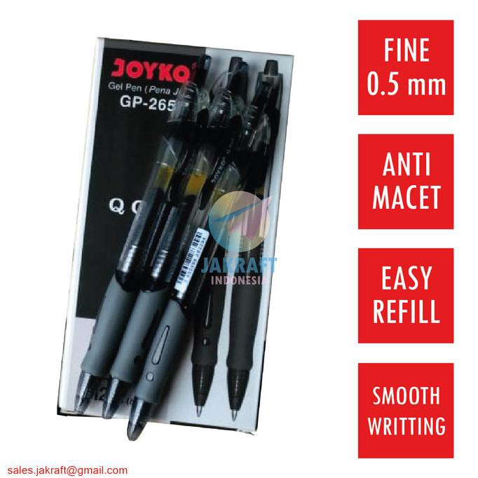 

Promo Awal tahun Pulpen Gel Pen Klik JOYKO GP-265 Q GEL (Hitam) 0.5 mm Setara Kenko K-1 Promo Awal