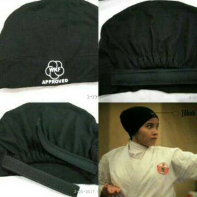 JILBAB KARATE desain approved wkf, penutup kepala, Head Protector