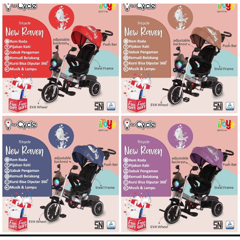 SEPEDA STROLLER ANAK RODA TIGA CANOPY MODEL MOTOR