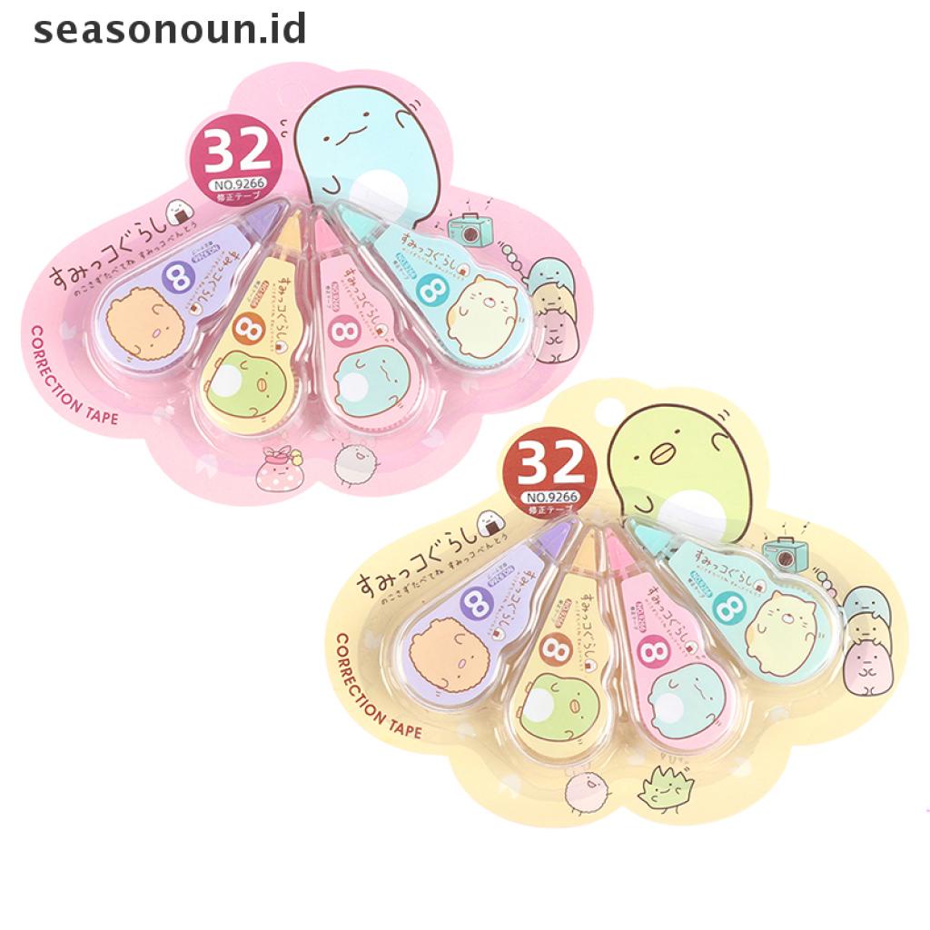 4pcs / Pak Correction Tape Warna Putih Untuk Stationery Sekolah / Kantor