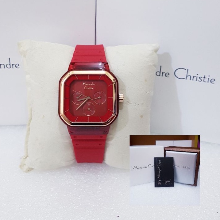 ALEXANDRE CHRISTIE WANITA AC 2811 MERAH JAM TANGAN WANITA ORIGINAL