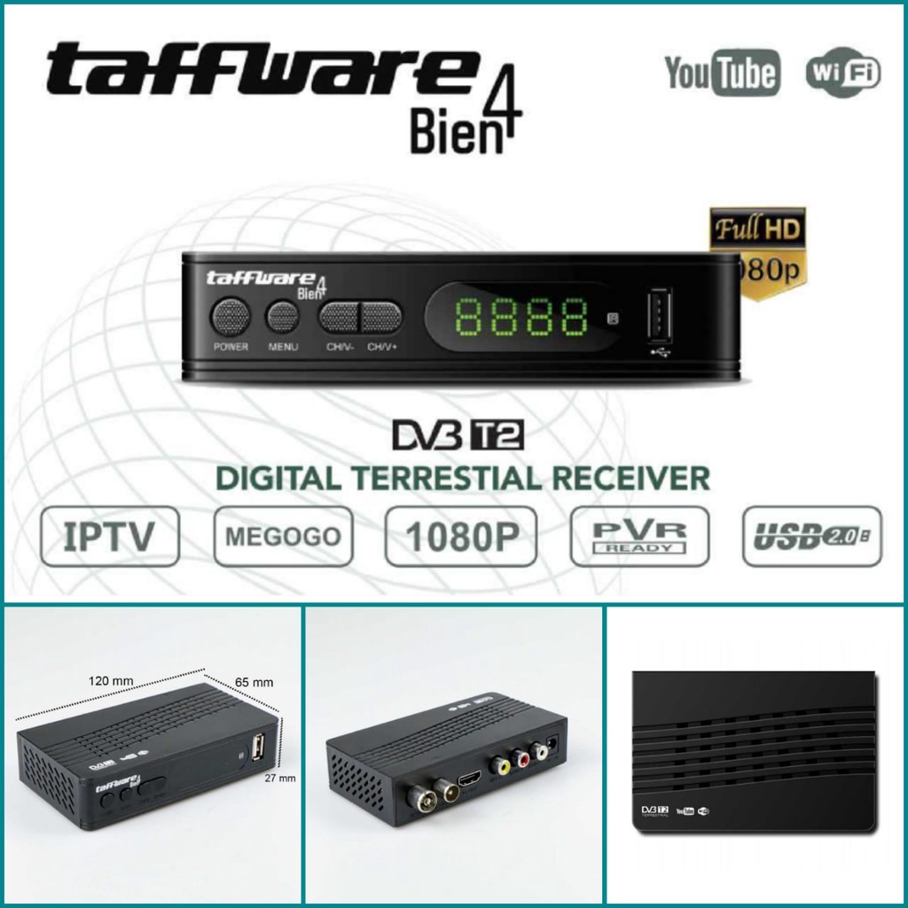 Receiver TV Set Top Box TV Digital DVB T2 Taffware Bien4 Digital Satellite TV Tuner alat merubah tv analog ke digital