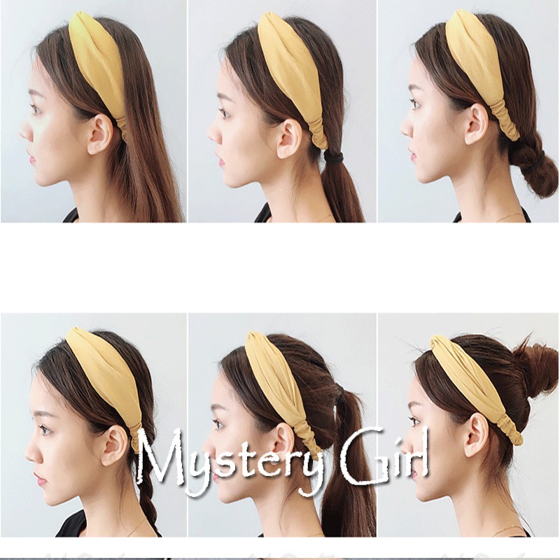 Mysterygirl - Jepit Rambut BANDANA POLOS RAMBUT ALA KOREA BANDA RAMBUT WANITA AKSESORIS Rambut  Motif Bunga Kekinian Import COD