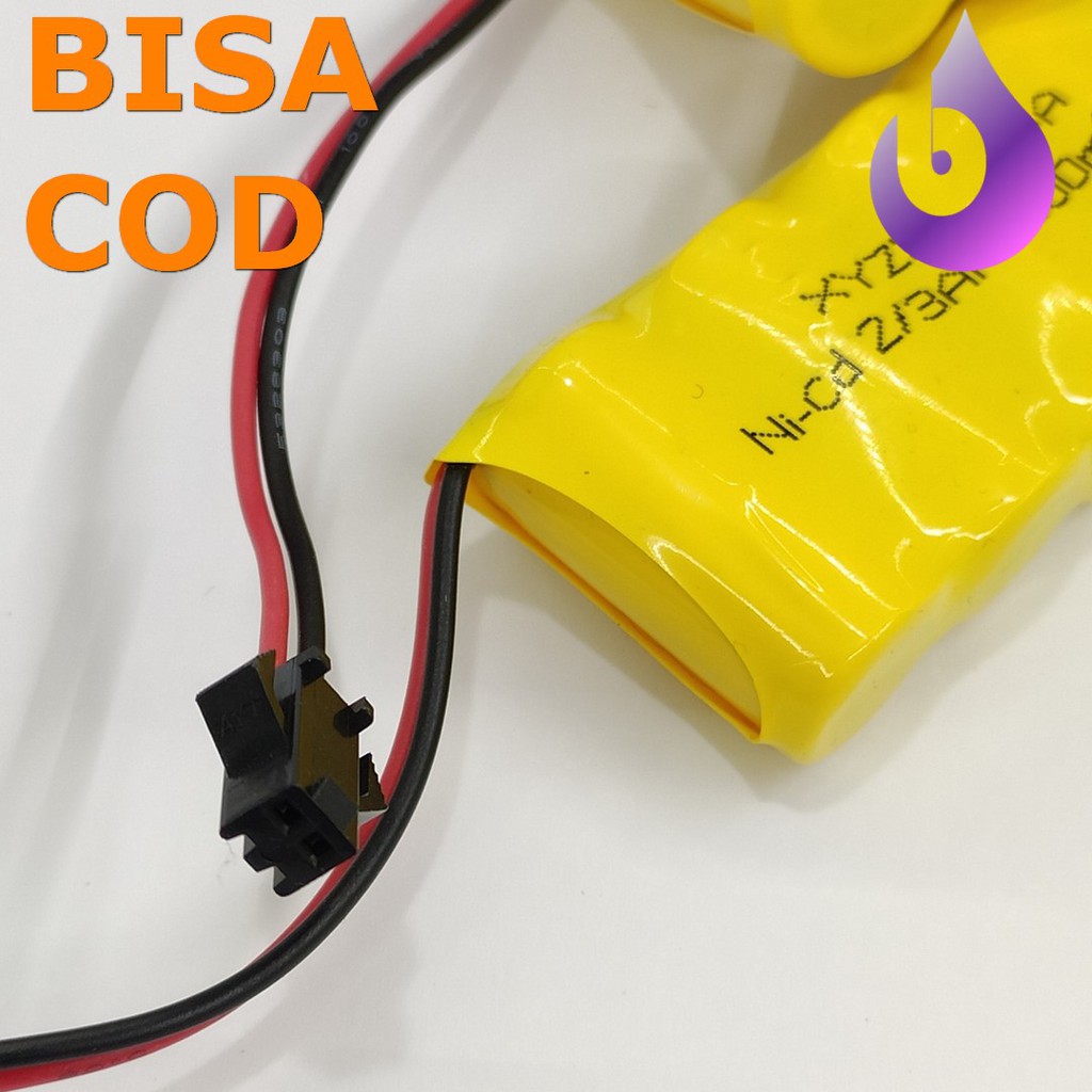 Baterai RC Ni-Cd 2/3 AA2000mAh 6.0V Socket Hitam isi 5