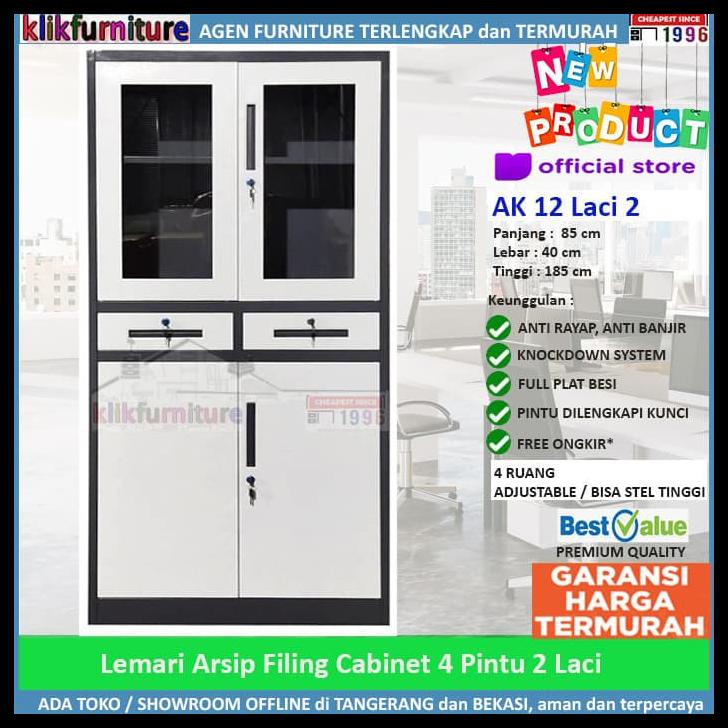 

BEST SELLER !!! LEMARI ARSIP FILING CABINET BESI 4 PINTU 2 LACI AK 12 TERLARIS