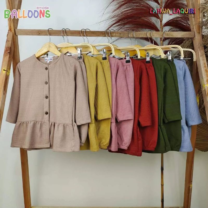 SETELAN TUNIK ANAK Perempuan Waffle Uniqlo Premium