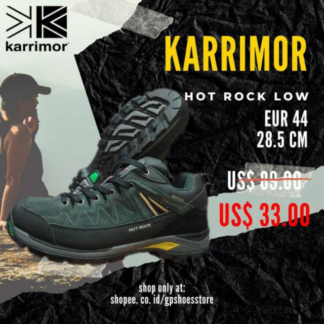 Karrimor Hot Rock Low Waterproof Walking Shoes Sepatu Hiking Gunung Original BNIB