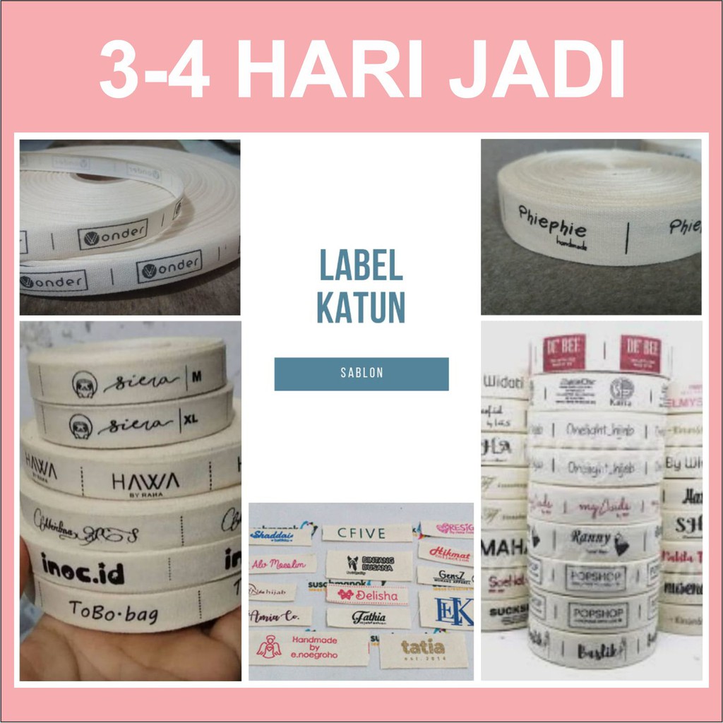 

[Min 200 pcs] LABEL KATUN BAJU / LABEL WOVEN Damask Subtitute Bahan Katun SABLON ANTI LUNTUR
