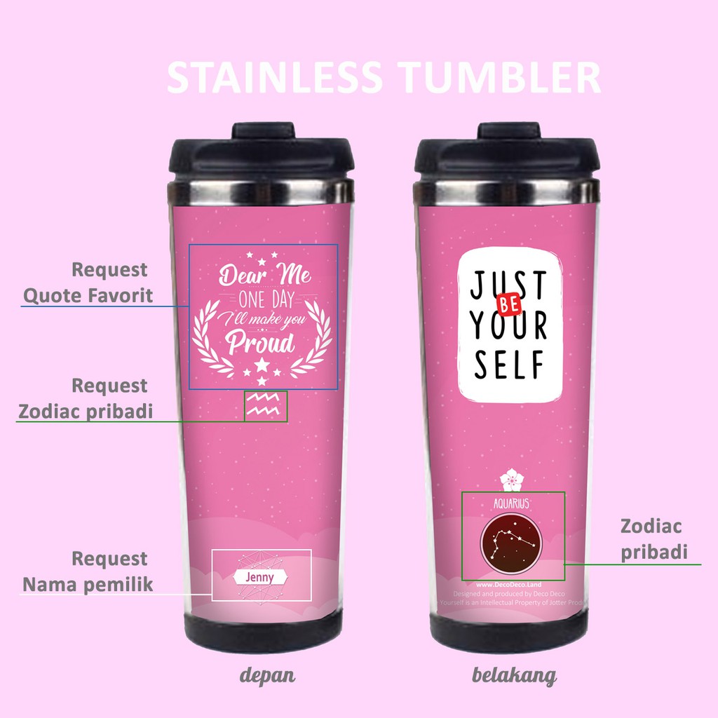 Tumbler Stainless Zodiac Custom Just Be Yourself Pre Order Shopee Indonesia