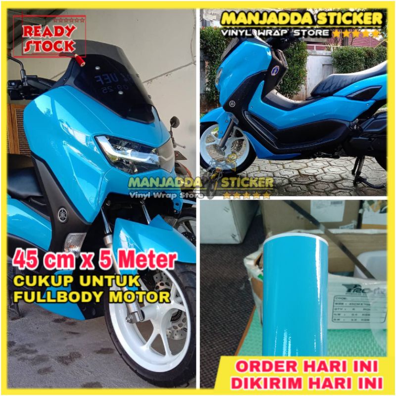 Stiker Skotlet Motor Biru Muda 45cm x 5meter