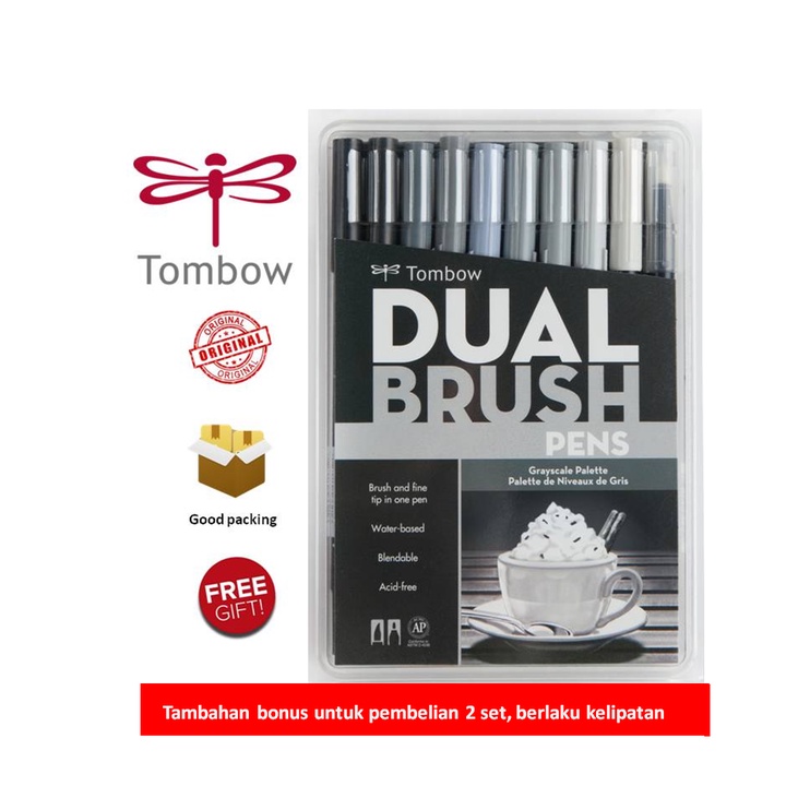 

Tombow Dual Brush Pen ABT, Grayscale palette, set 10 colors