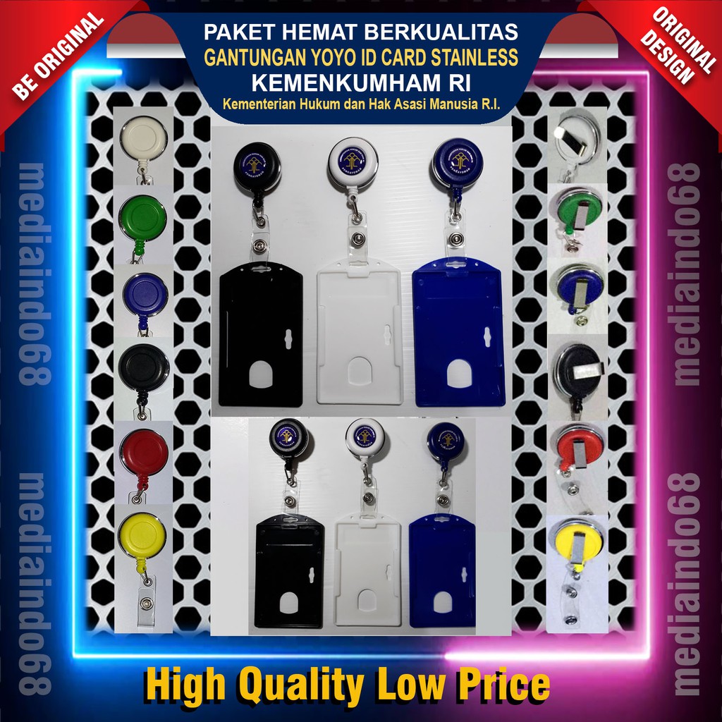 

YOYO GANTUNGAN ID CARD PUTAR STAINLESS-LOGO KEMENKUMHAM RI