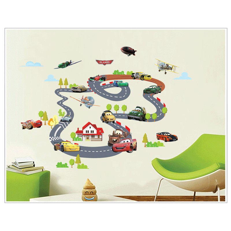 RELIZA WALL STICKER SIRKUIT MOBIL CAR TRANSPORTASI STIKER DINDING XY1160