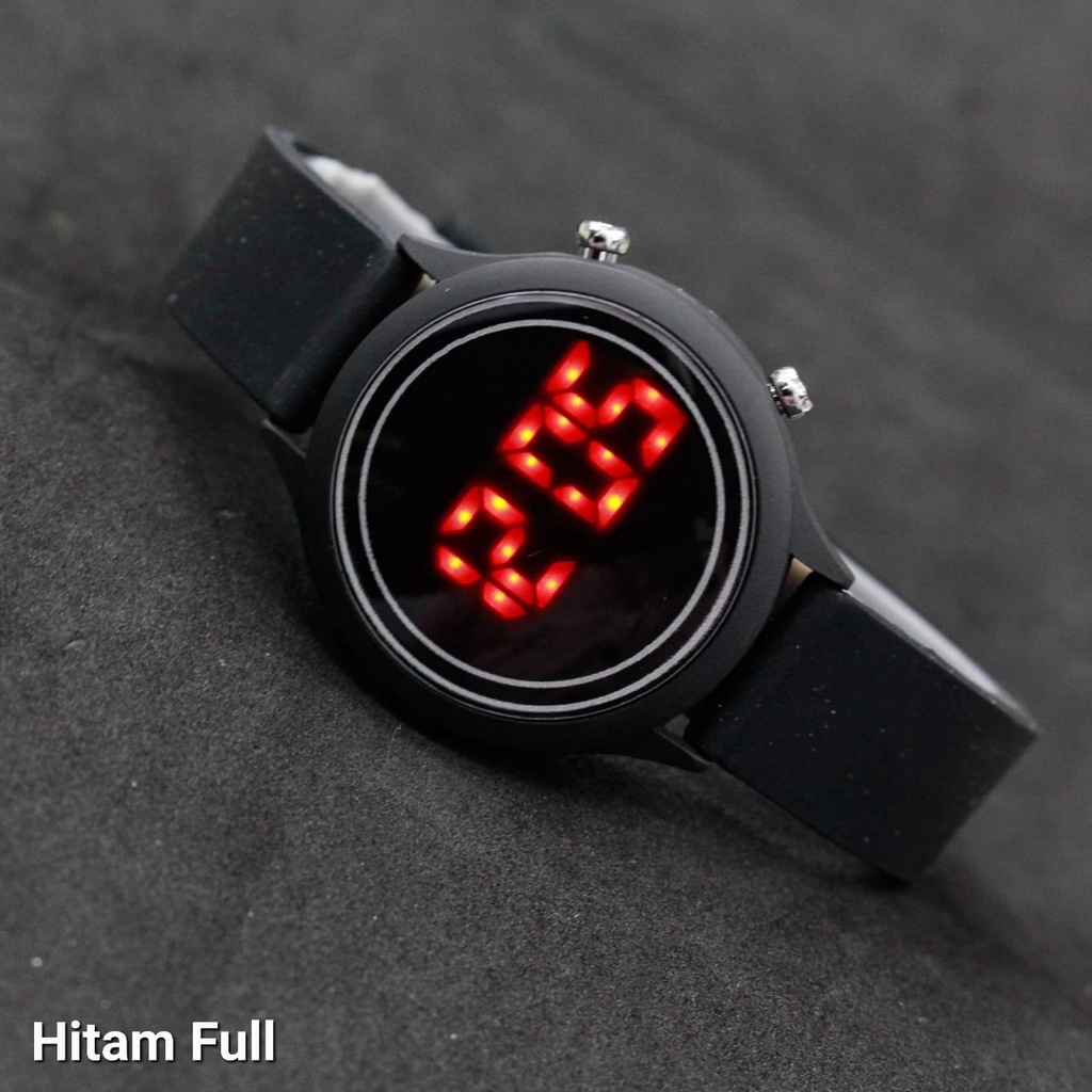 Jam Tangan Unisex Pria Wanita LED Digital Convex Bulat Rubber Strap Terbaru Realpic