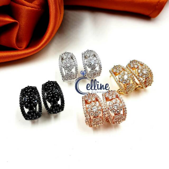 Anting Swarovski Grade A lapis emas,Premium Quality,anting tusuk jepit/ANTING VR