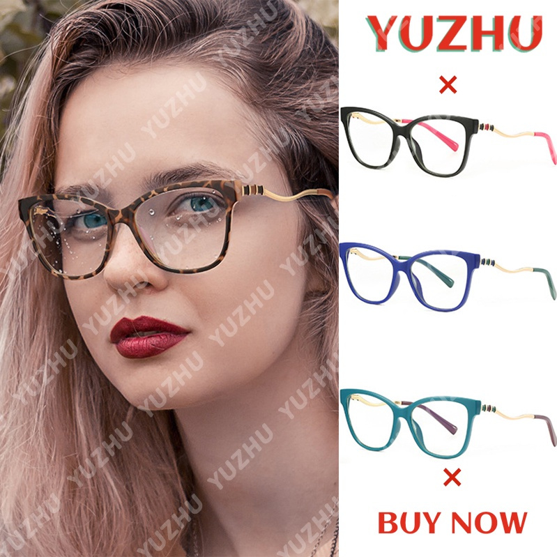 (YUZHU) COD Western Retro Cat Eye Frame Kacamata Untuk Wanita Kacamata Anti Radiasi Wanita