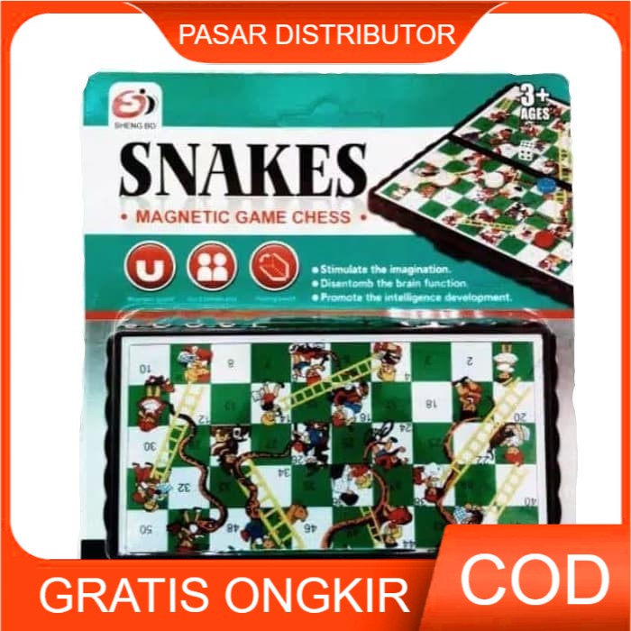 Snakes &amp; Ladders Folding Magnetic Board Papan Lipat Magnet Ular Tangga - Mainan Anak